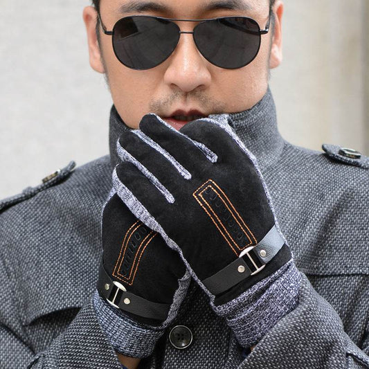 Gloves Men Winter Cycling Leisure Pigskin - Mubimart