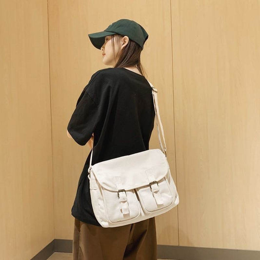 Fashion Double-pocket Lock Satchel - Mubimart