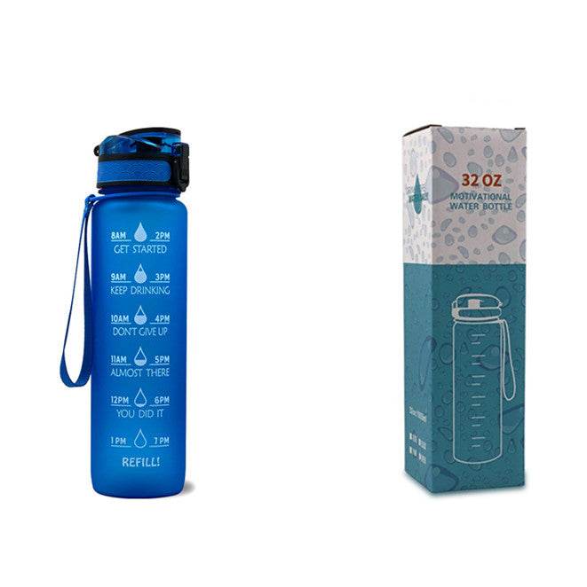 1L Tritan Water Bottle With Time Marker Bounce Cover Motivational Water Bottle Cycling Leakproof Cup For Sports Fitness Bottles - Mubimart