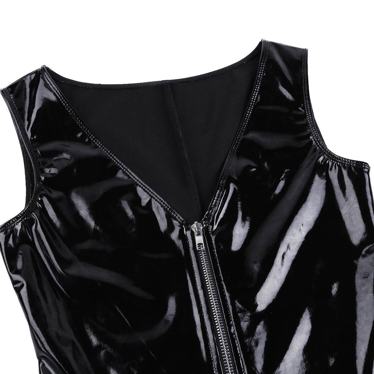 Black Latex Bodysuit Women Body Harness Fetish Clothing - Mubimart