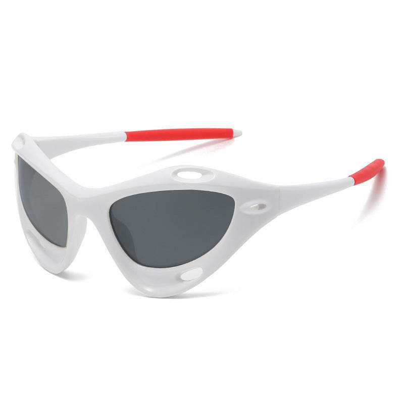 Large Frame Cat Eye Personality Hollow Out Cycling Sunglasses - Mubimart
