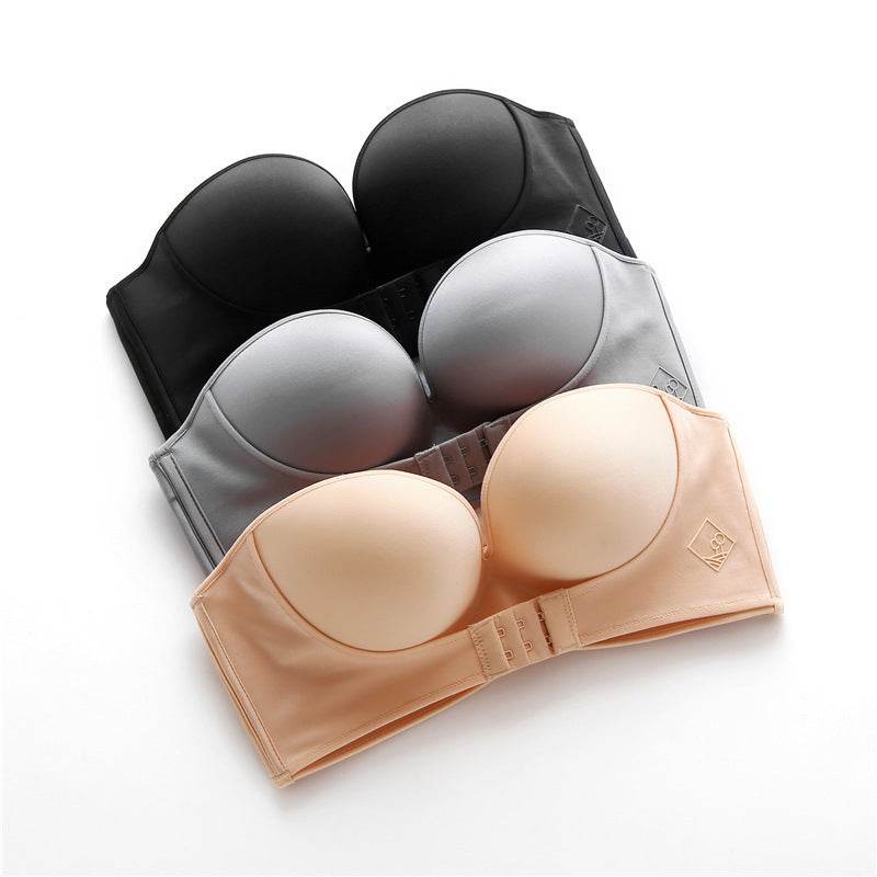 Anti-Glare One-Piece Bra Gathered Up Strapless Bra - Mubimart