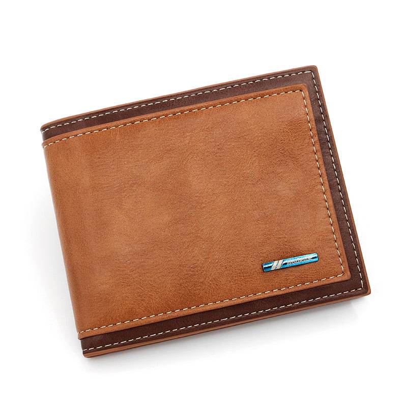 Fashion Simple Men's Stitching Short Wallet - Mubimart