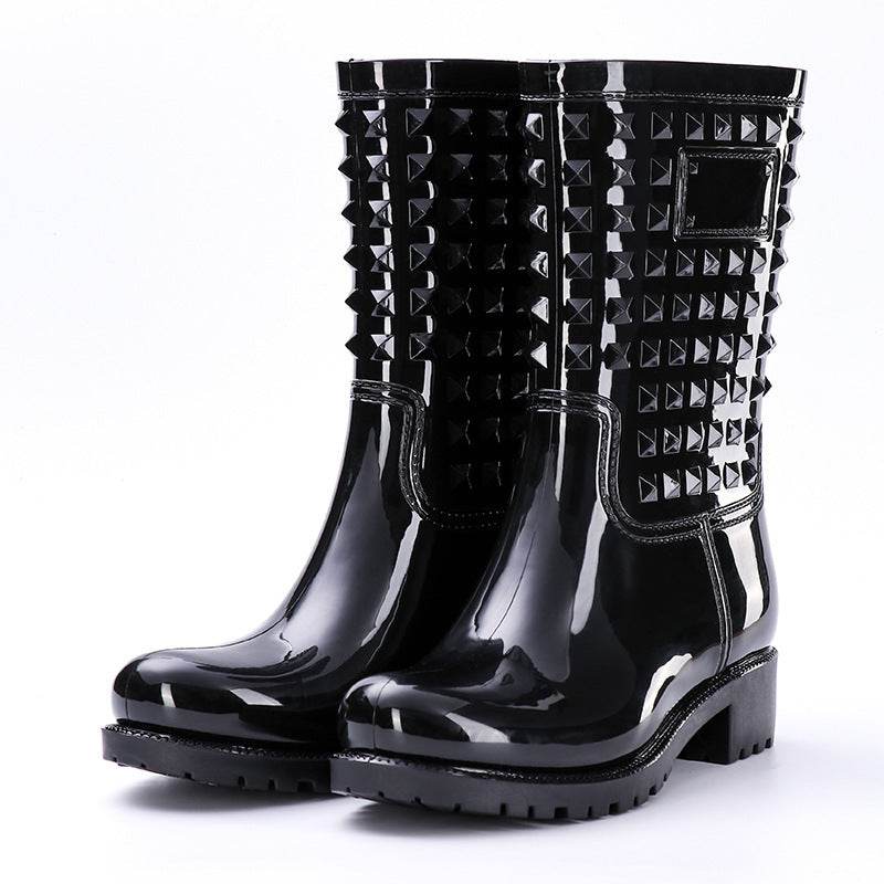 High Tube Rivet Rain Boots Adult Non-slip - Mubimart