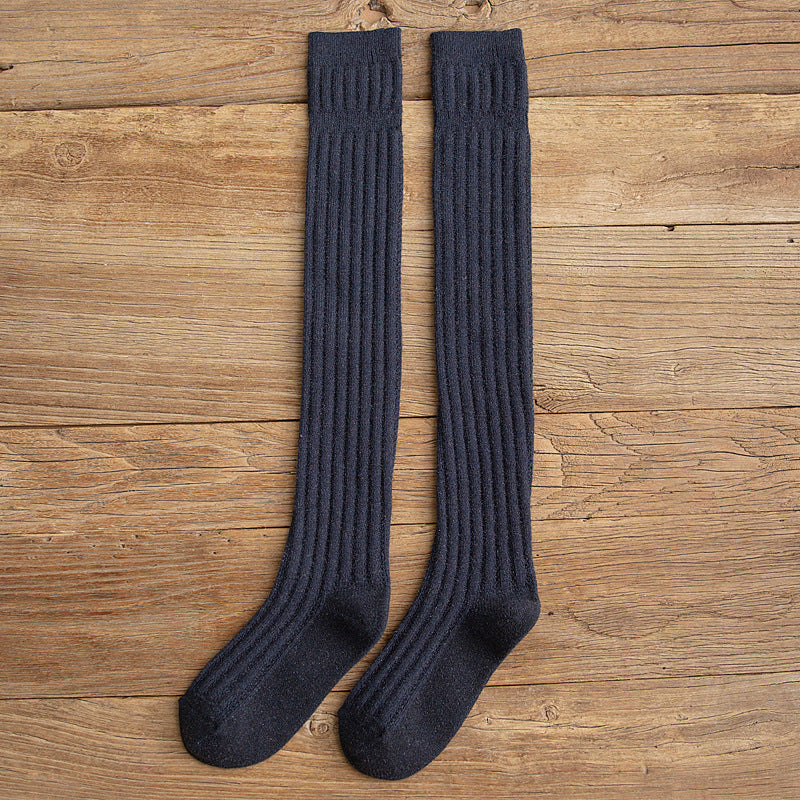 Simple College Wind Over The Knee Socks - Mubimart -  