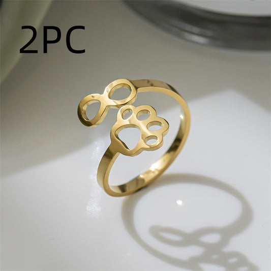 Simple 8-word Dog's Paw Open Tail Ring Women