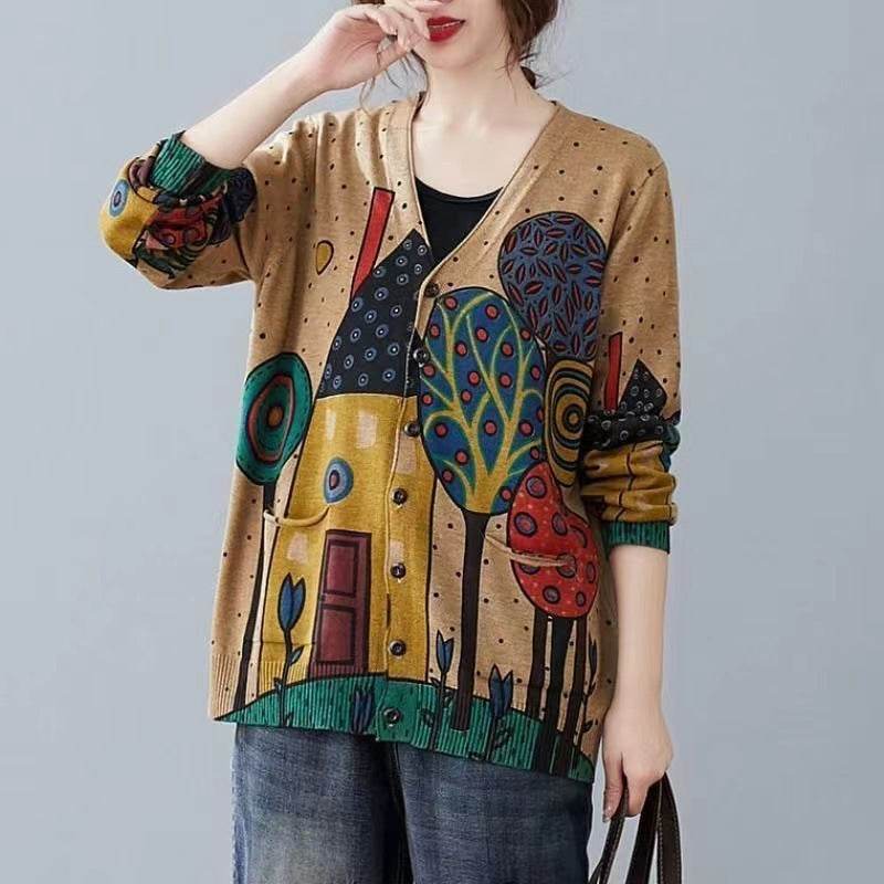 Retro Literary Plus Size Women's Wool Cardigan Coat - Mubimart