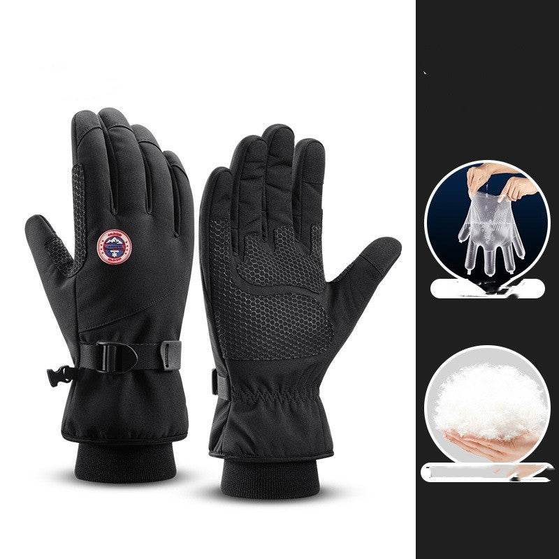 Warm Winter Ski Gloves For Men Outdoor Cycling With Fleece Thickened - Mubimart