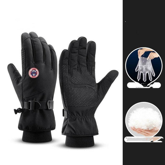 Warm Winter Ski Gloves For Men Outdoor Cycling With Fleece Thickened - Mubimart