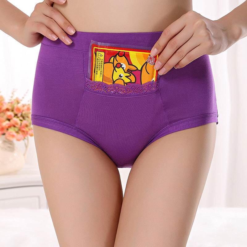 Bamboo Fiber Pocket High Waist Anti-leakage Women's Panties - Mubimart