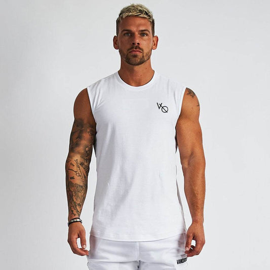 Solid Color Cotton Men's Undershirt Casual Sleeveless Men's Tops - Mubimart