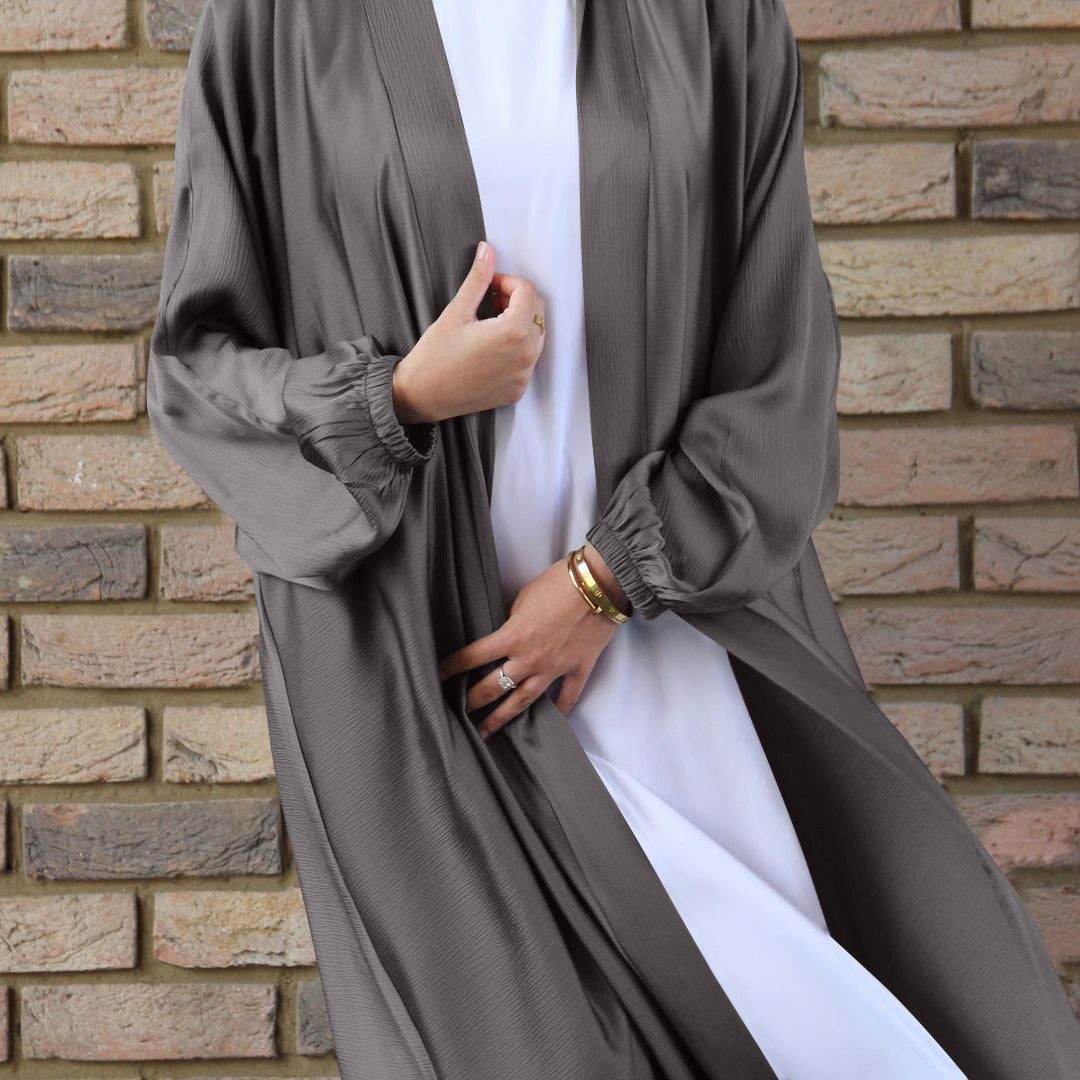 Women's Drawstring Sleeve Plus Size Cardigan Robe - Mubimart -  