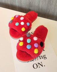 Cute Indoor Warm Plush Slippers Women - Mubimart -  