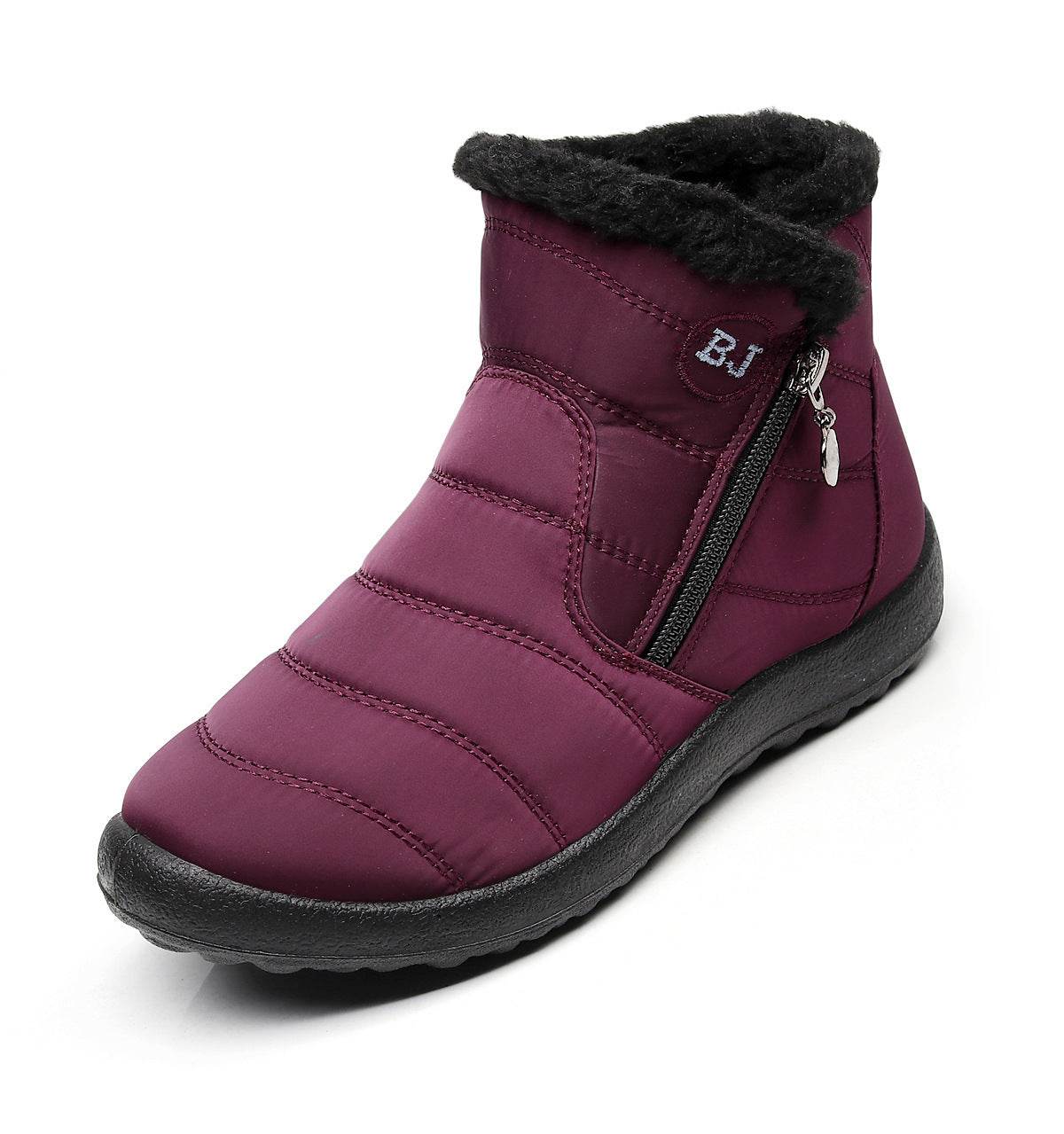 Side Zipper Mid-calf Widened Waterproof Plus Size Snow Boots - Mubimart