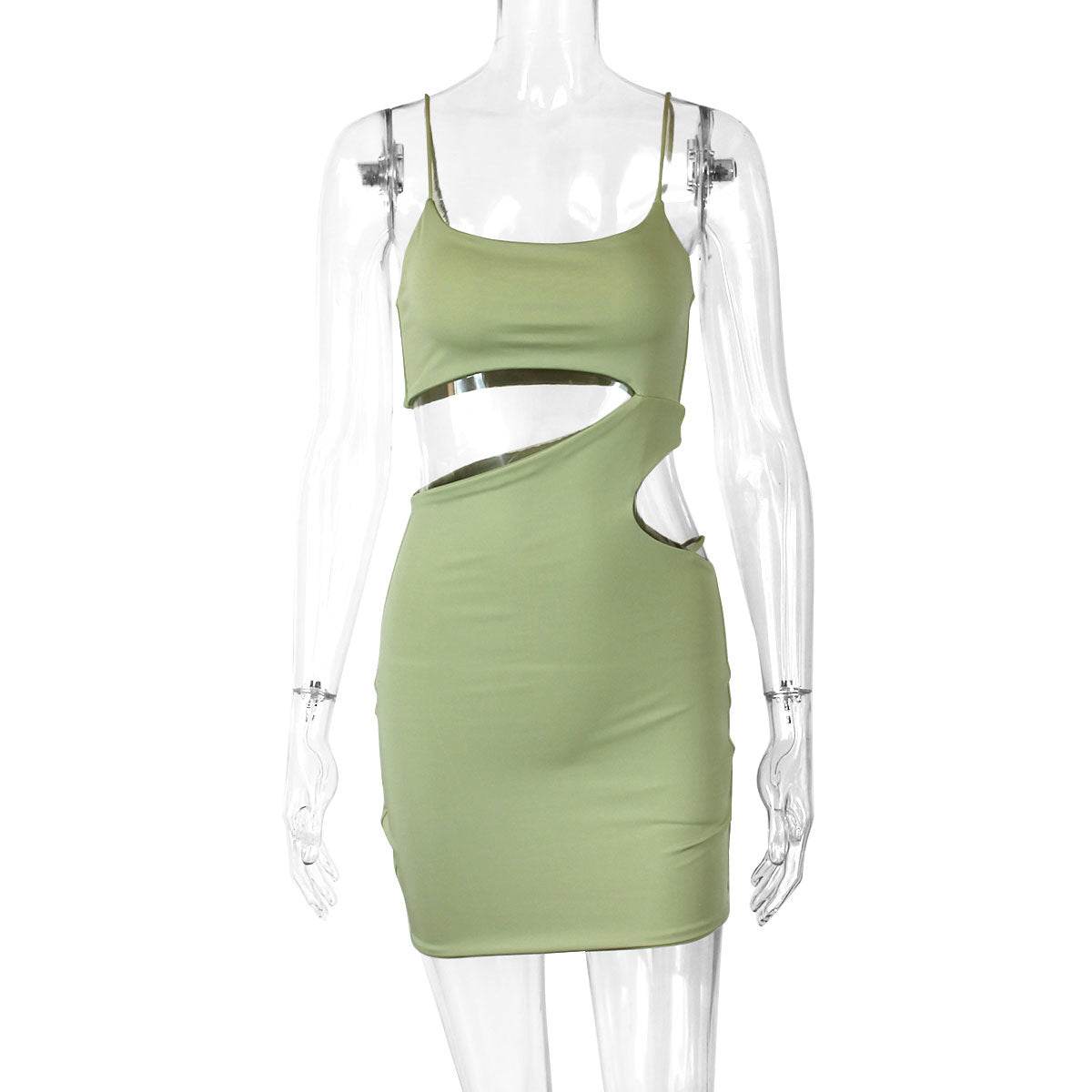 Women's Cutout Skinny Slip Dress - Mubimart