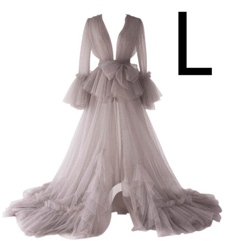 Long Tulle Robe For Pregnant Women - Mubimart
