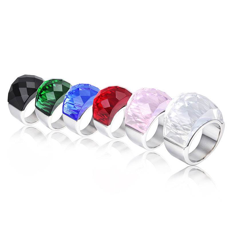 Titanium Steel Crystal Glass Ring For Men And Women - Mubimart