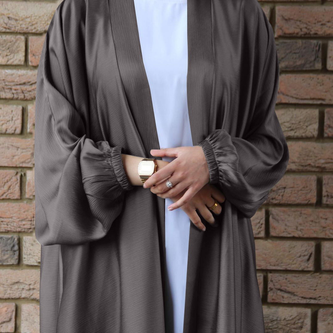 Women's Drawstring Sleeve Plus Size Cardigan Robe - Mubimart -  