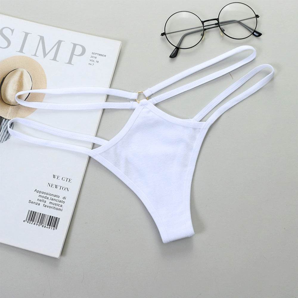 Sheer Bikini Strap Cutout Triangle Low Waist Women's Panties - Mubimart