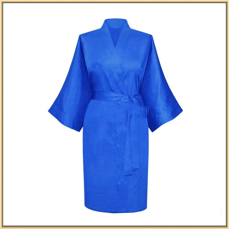 Elastic Imitation Silk Pajamas Solid Color Female Nightgown Elastic Plain Short Nightgown - Mubimart