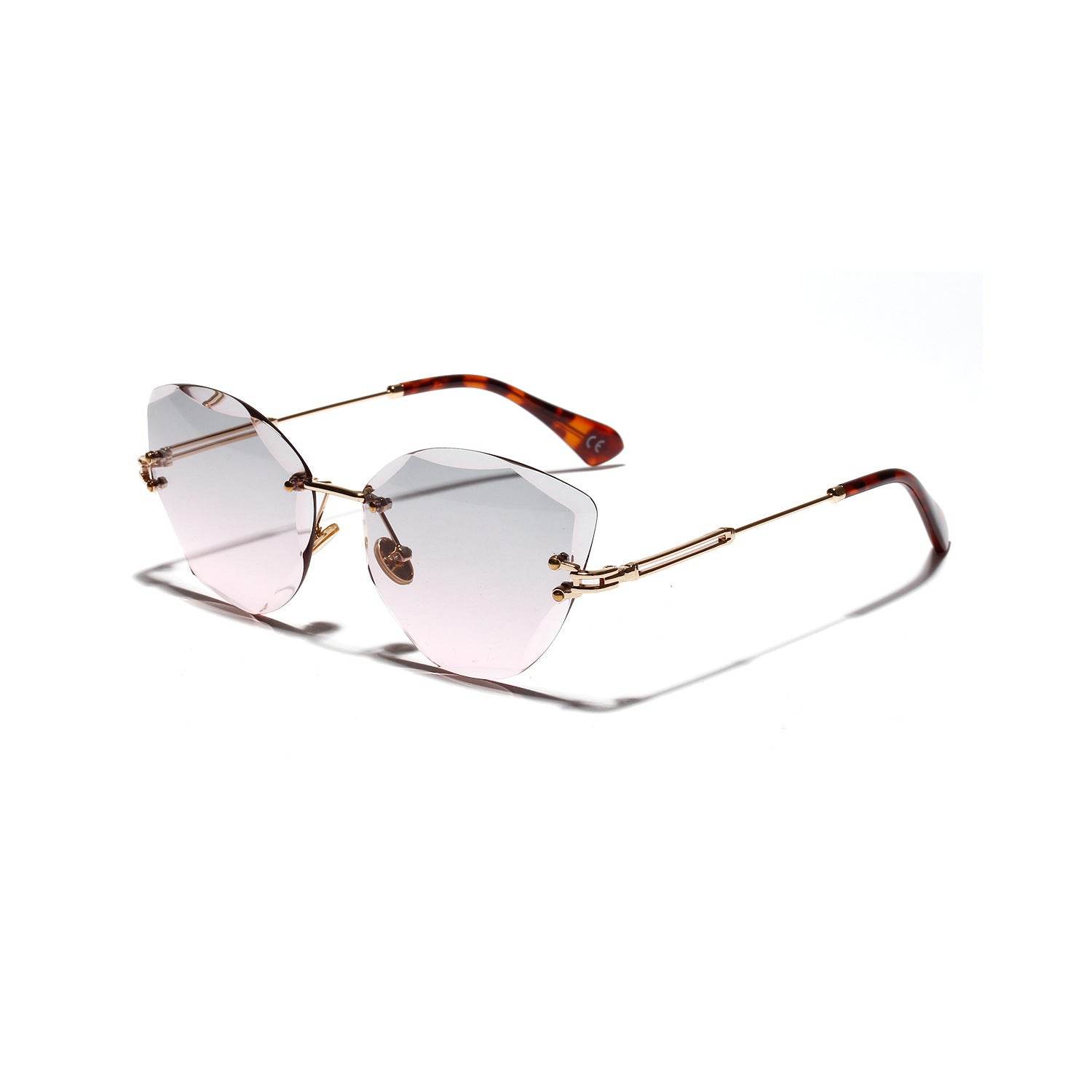 Cat Eye Retro Sunglasses Women Diamond Cut Glasses - Mubimart