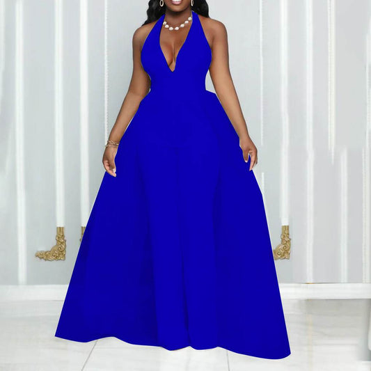 Mesh Stitching Fashion Plus Size European And American Jumpsuit - Mubimart