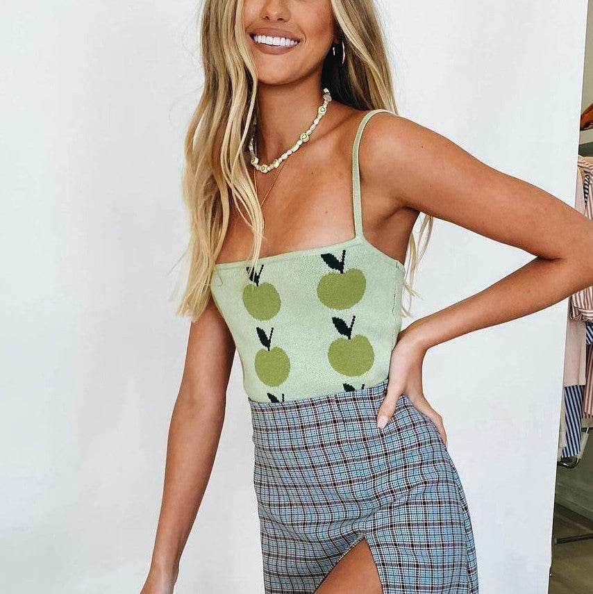 Green Fashion All-match Camisole Top - Mubimart