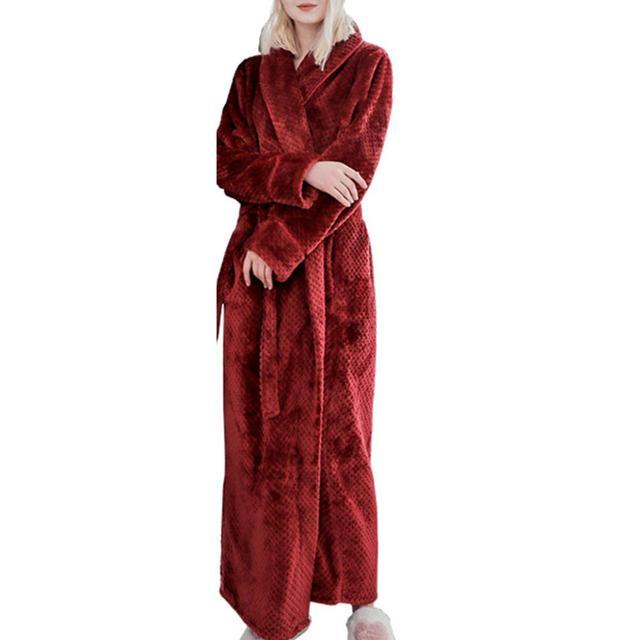 Winter Sleep Bath Robe Women Men Warm Fleece  Robes - Mubimart -  