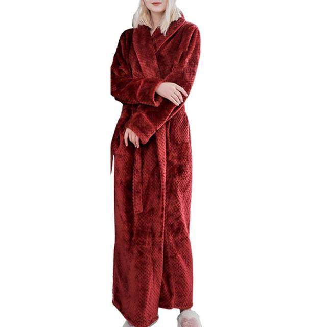Winter Sleep Bath Robe Women Men Warm Fleece Robes - Mubimart