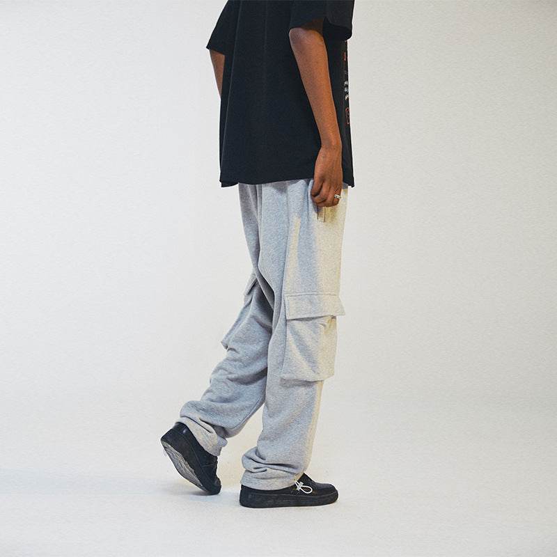 Men's Straight Loose Double Pocket Sweatpants - Mubimart