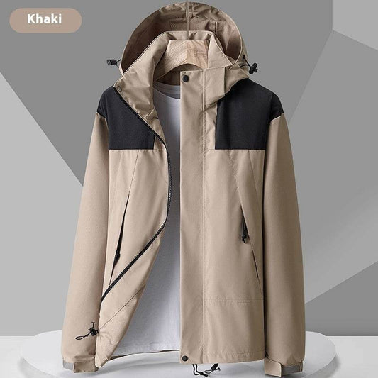 Hooded Windbreaker Unisex Fashion Colorblock Zip-up Jacket With Pockets Waterproof Outwear For Women Men Clothing - Mubimart