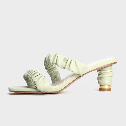 Women's Pleated Lace-Up Comfort High Heel Sandals - Mubimart