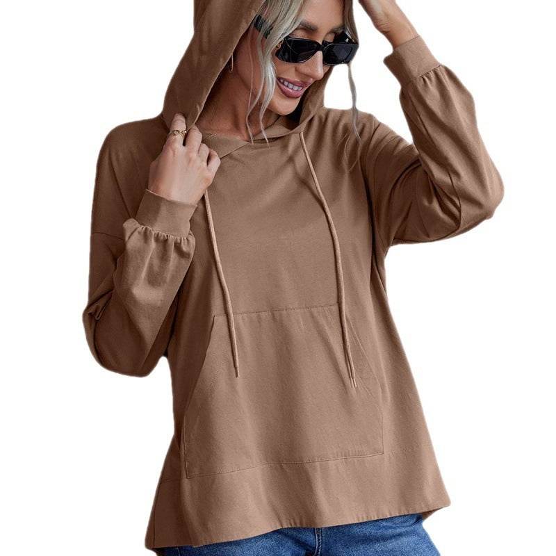 Loose Casual Plus Size Hooded Tap Pocket Sweatshirt - Mubimart