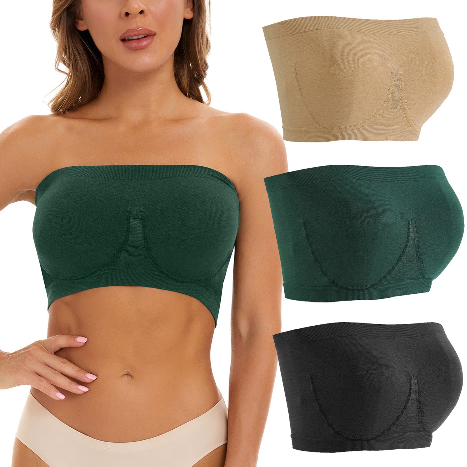 Plus Size Women's Seamless Bandeau Bra - Mubimart -  