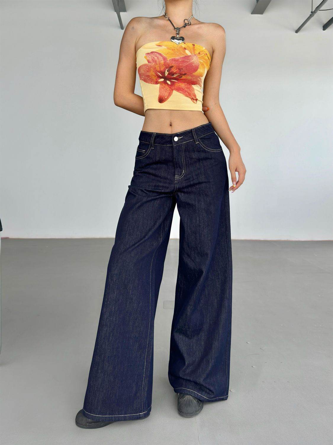 Fashion American Retro Wide Leg Jeans For Women - Mubimart