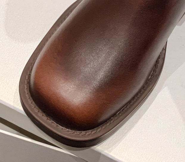 Widened Large Size Boots Square Toe Below The Knee Boots - Mubimart