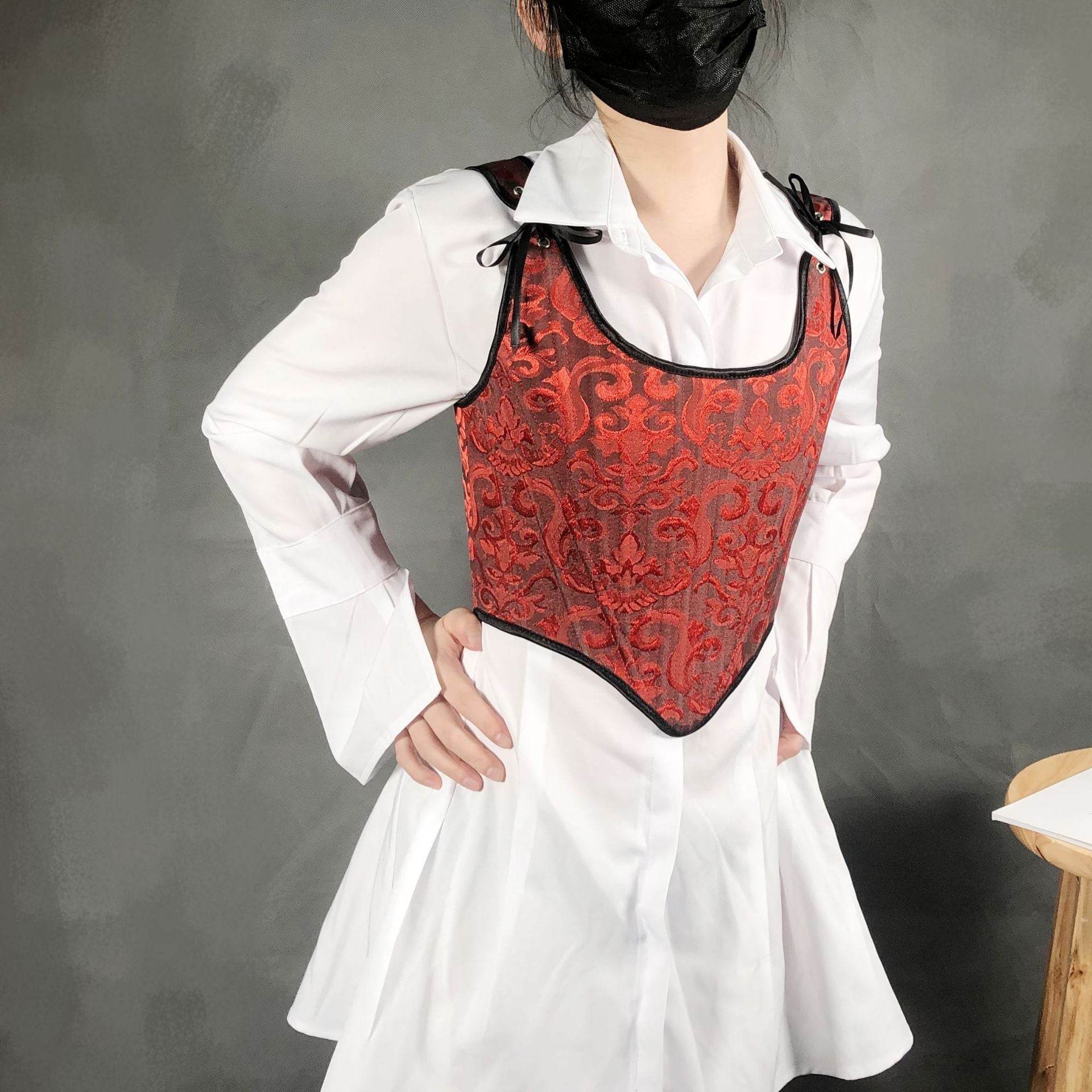 Women's New Jacquard Tie Back Corset Corset - Mubimart