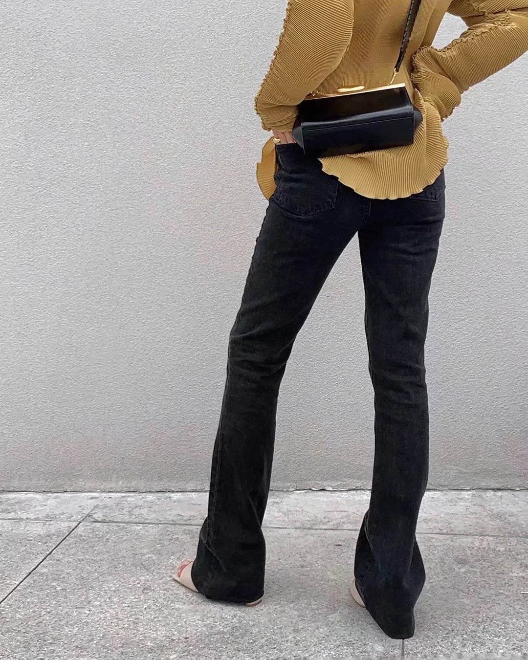 European And American Ins Retro Slim Micro Flare Jeans Women - Mubimart