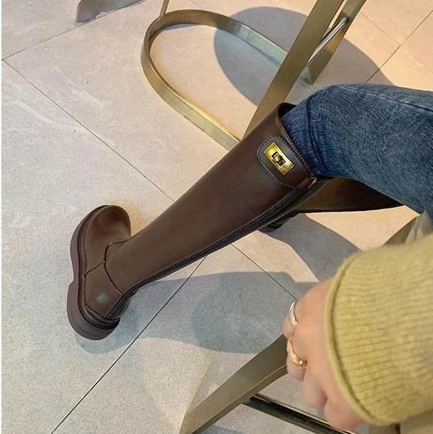 Tall Tube Knight Boots Female Autumn Winter - Mubimart