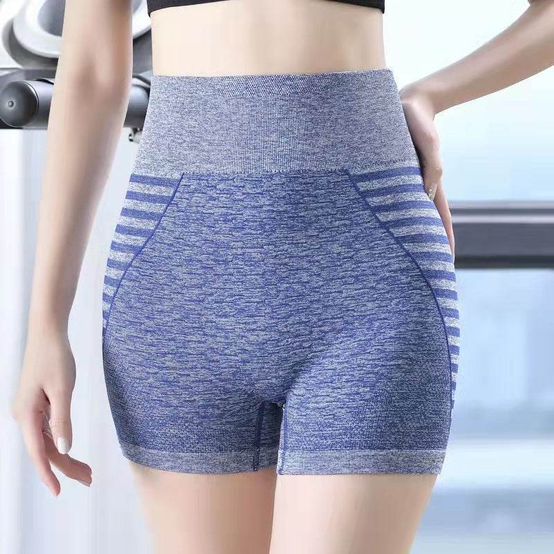 Biker Shorts For Women High Wais Stripe Gym Running Shorts - Mubimart