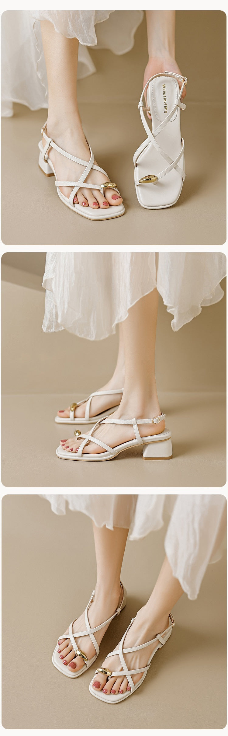 Fairy Style Sweet Flip-toe Roman Shoes Lace-up High Heels