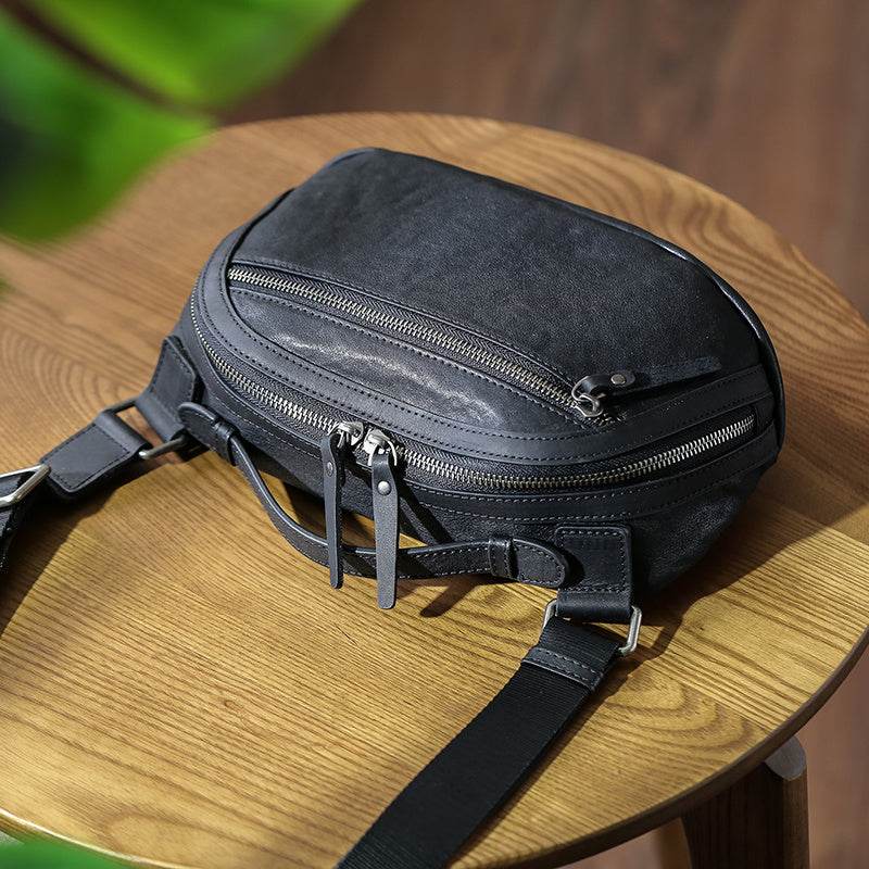 Mens Retro Casual Leather Shoulder Crossbody Bag - Mubimart