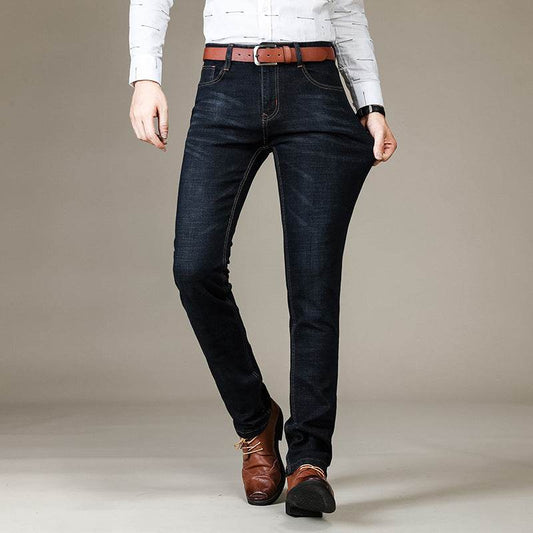 Slim Fit Elastic Straight Jeans - Mubimart
