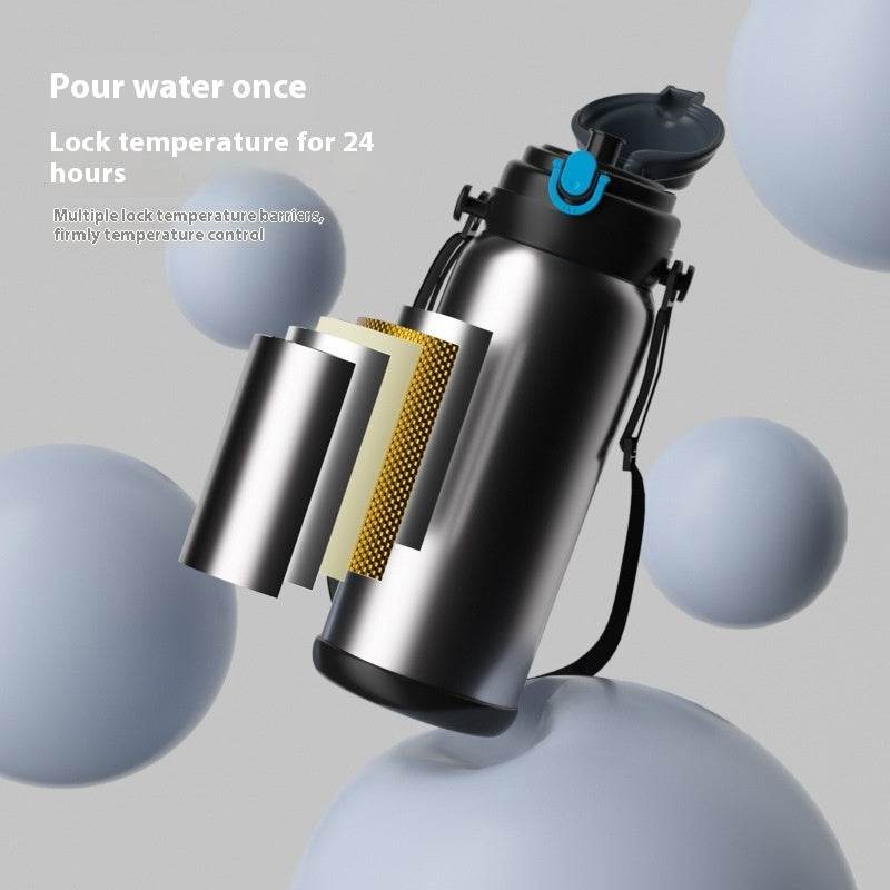 Outdoor Large Capacity Travel Pot Hard Core Drop-resistant Vacuum Mug Stainless Steel - Mubimart