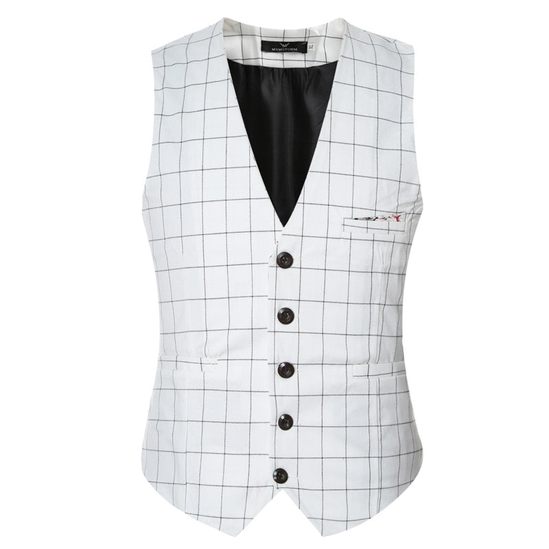 Korean Men's Formal Suit V-necked Vest