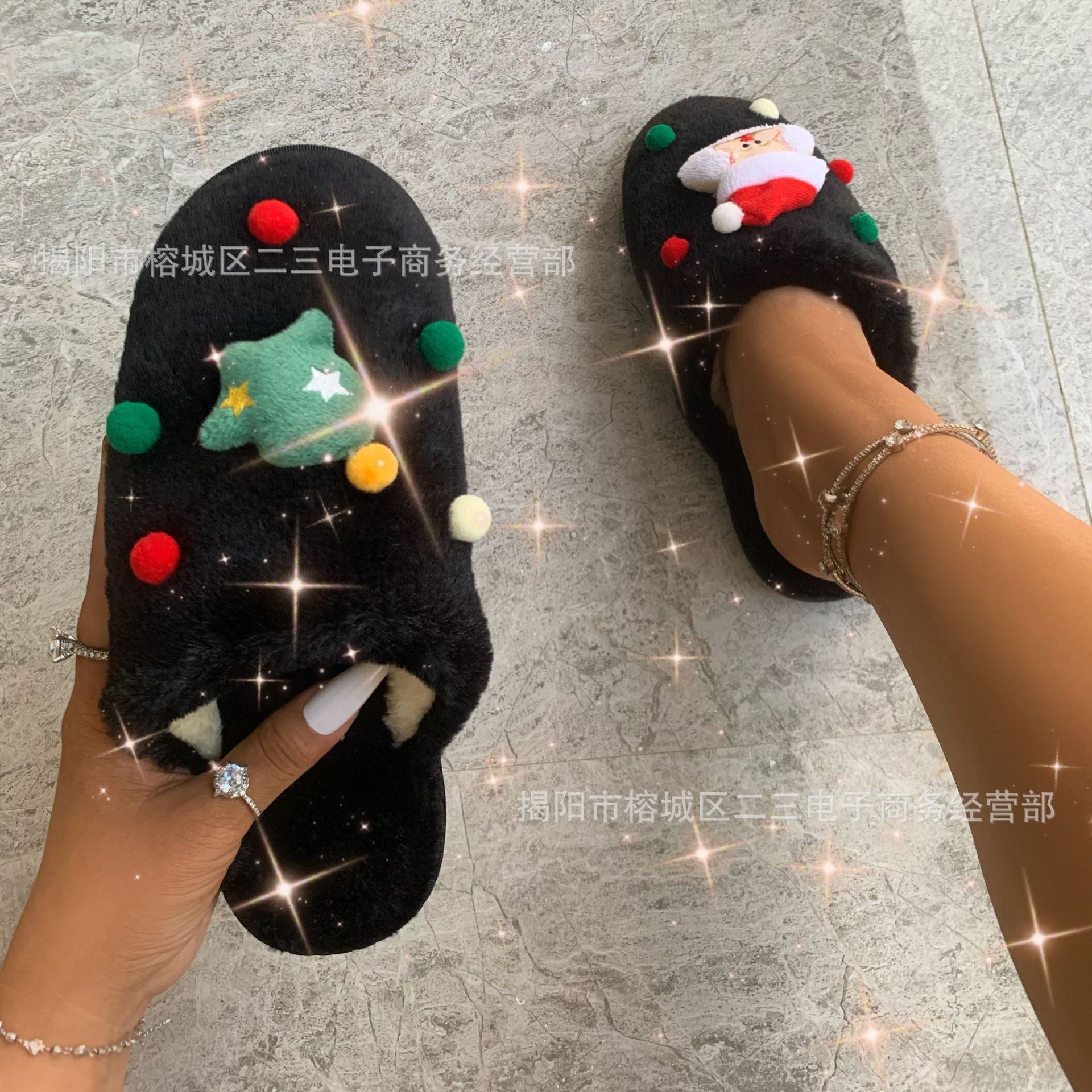 Christmas Slippers Warm Slipper Bag Flat Overall - Mubimart -  