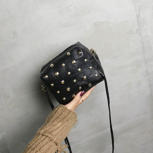Small Bag Women New Fashion Messenger Bag Rivets - Mubimart
