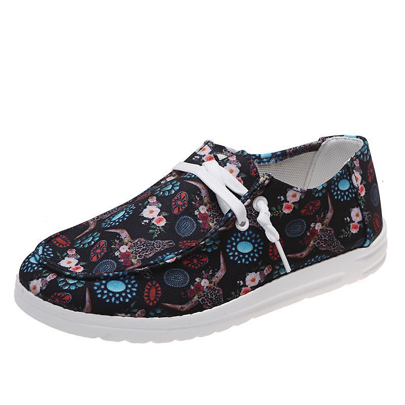 Loafers Dames Zonnebloem Print Flats Casual Canvas Schoenen Zonder veter Luie Schoenen