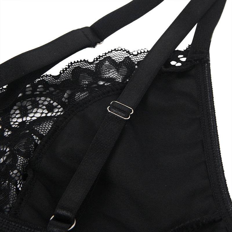 European And American Plus Size Lingerie Lace Leather Transparent Tempting Slip Nightdress - Mubimart