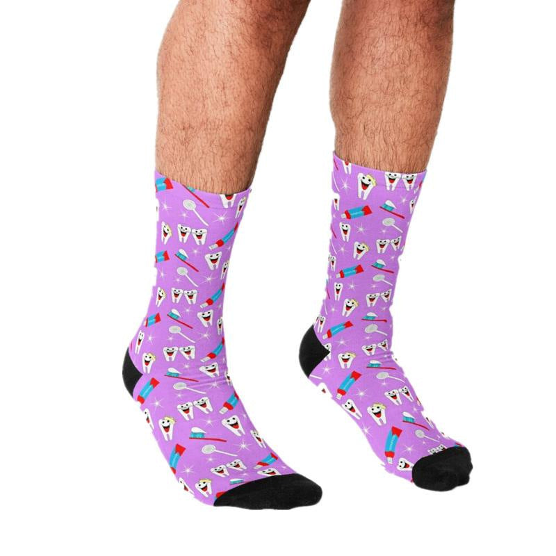 Men's Cartoon Unique Europe And America Cross Border Athletic Socks Digital Printing Lovers' Socks - Mubimart -  